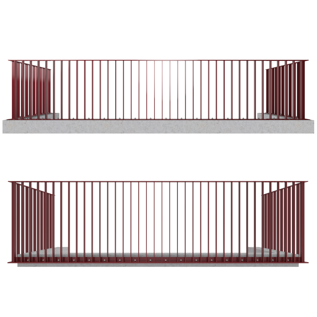 Stabgeländer SIMPLUM Varianten Bodenmontage und Seitenmontage von Abel Metallsysteme